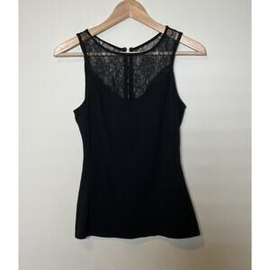 Express Tank Top Lace Sleevelesss Yoke Black Zip Back XS Night Out Romantic Goth